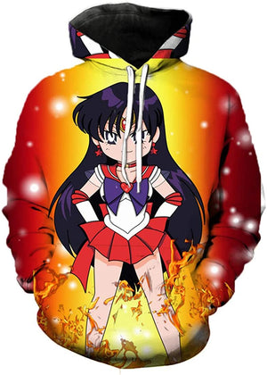 Anime Sailor Moon Hoodie - Sailor Mars 3D Print Pullover Hoodie