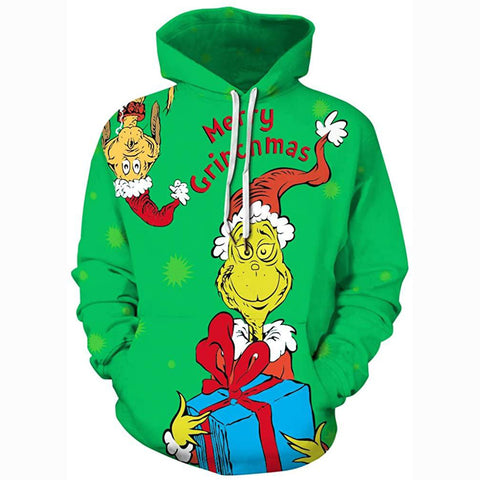 Image of Christmas Hoodies - Merry Christmas Green Funny Reindeer Pullover Hoodie