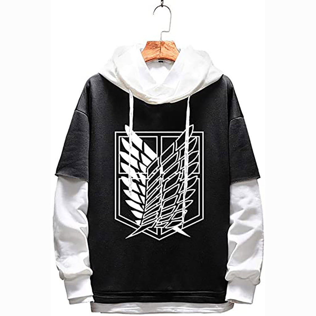 Anime Attack on Titan Jacket Coat Eren Jaeger Graphic Black white stitching Hoodie Cosplay Unisex