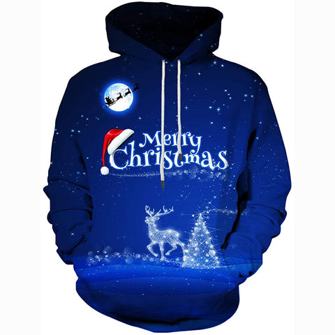 Image of Christmas Hoodies - Merry Christmas Blue Pullover Hoodie