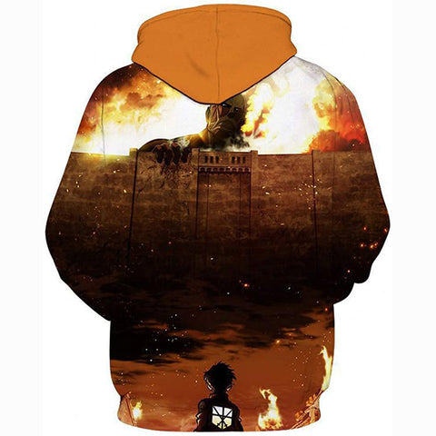 Image of Attack on Titan Hoodie 3D Print Manga Anime Pullover Hoodie Sweatshirt with Front Pocket