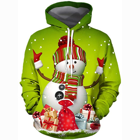 Image of Christmas Hoodies - Funny Green Snowman 3D Print Pullover Hoodie