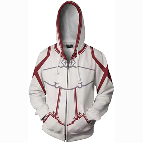 Image of Sword Art Online Yuuki Asuna SAO Hoodies Cosplay Costume SAO Jacket Sweatshirt