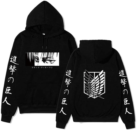 Image of Attack on Titan Anime Unisex Hoodie Cosplay Hooded Sweatshirts Cotton Cozy Wings of Freedom Print Pullovers Tops