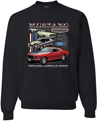 Image of Mustang 64 Classics Untamed American Spirit Cars and Trucks Unisex Crewneck Graphic Sweatshirt