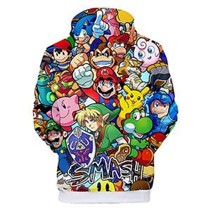 Mario Hoodie - Super Smash Bros 3D Full Print Drawstring Hooded Pullover Sweatshirt