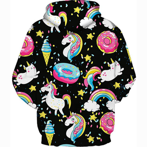 Image of 3D Print Realistic Dessert Unicorn Pullover Hoodie Hooded Sweatshirt for Kids