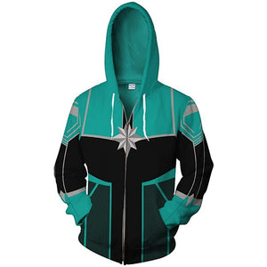 Superhero Captain Marvel Hoodies 3D Digital Printed Unisex Zipper Hooded Jacket