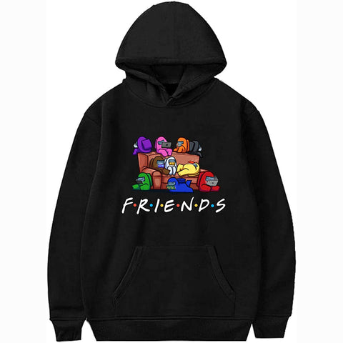 Image of Video Game Among Us Hoodie - 3D Print Black F.R.I.E.N.D.S Drawstring Pullover Hoodie