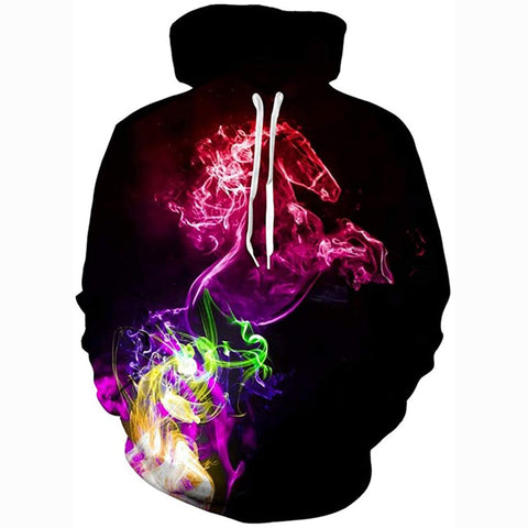 Image of Unicorn 3D Print Realistic Pullover Hoodie Hooded Sweatshirt