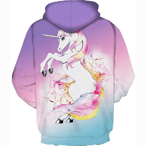 Image of 3D Print Realistic Pink Unicorn Pullover Hoodie Hooded Sweatshirt for Kids