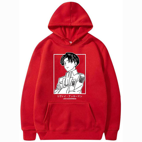 Image of Unisex Anime Attack on Titan Ackerman Levi Printed Cotton Cozy Hoodies Hooded Sweatshirts Pullovers Tops