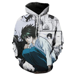 Anime Death Note Hoodie - L·Lawliet 3D Print Pullover Hoodie