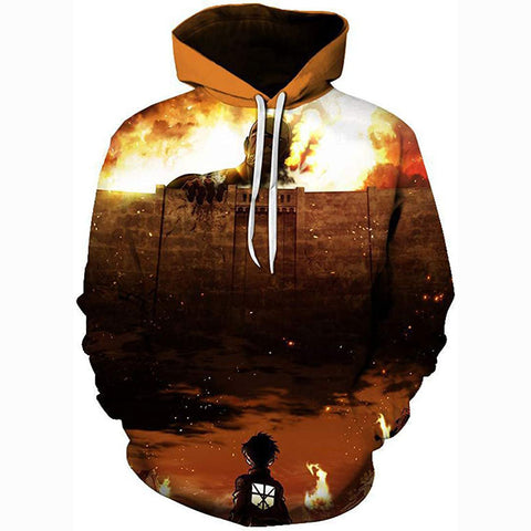 Image of Attack on Titan Hoodie 3D Print Manga Anime Pullover Hoodie Sweatshirt with Front Pocket