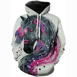 Unicorn 3D Print Realistic Pullover Hoodie Hooded Sweatshirt