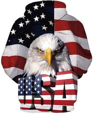 3D Printed American USA Flag Eagle Hoodie Pullover Sweatshirts Zipper Hoodies