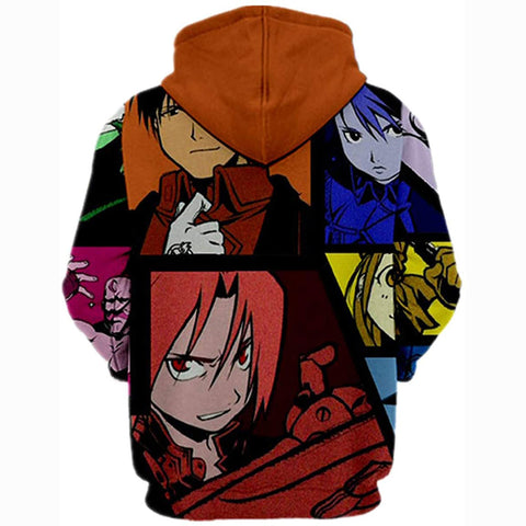 Image of Fullmetal Alchemist Hoodies 3D Printed Pullovers Casual Pouch Pocket Drawstring Hoodies