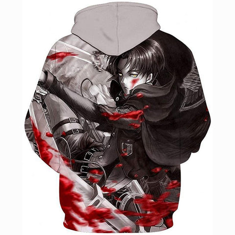 Image of Attack on Titan Hoodie 3D Print Manga Anime Pullover Hoodie Sweatshirt with Front Pocket