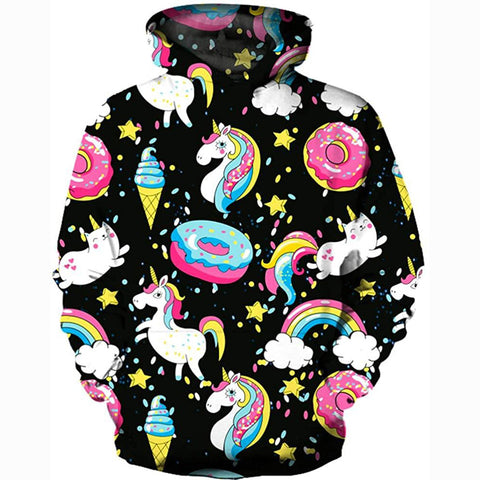 Image of 3D Print Realistic Dessert Unicorn Pullover Hoodie Hooded Sweatshirt for Kids