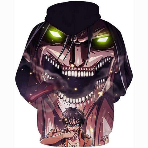 Image of Attack on Titan Hoodie 3D Print Manga Anime Pullover Hoodie Sweatshirt with Front Pocket