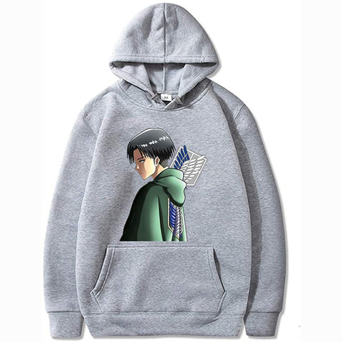 Image of Unisex Anime Attack on Titan Ackerman Levi Printed Cotton Cozy Hoodies Hooded Sweatshirts Pullovers Tops