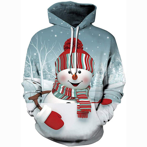 Image of Christmas Hoodies - Funny Grey Snowman 3D Print Pullover Hoodie