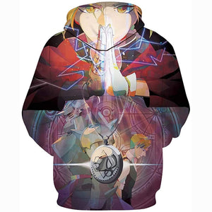 Fullmetal Alchemist Hoodies 3D Printed Pullovers Casual Pouch Pocket Drawstring Hoodies
