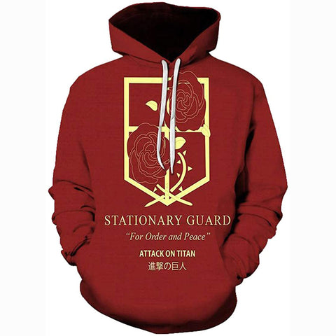 Image of Attack on Titan Hoodie 3D Print Manga Anime Pullover Hoodie Sweatshirt with Front Pocket