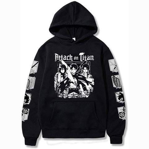 Image of Unisex Anime Attack on Titan Ackerman Levi Printed Cotton Cozy Hoodies Hooded Sweatshirts Pullovers Tops