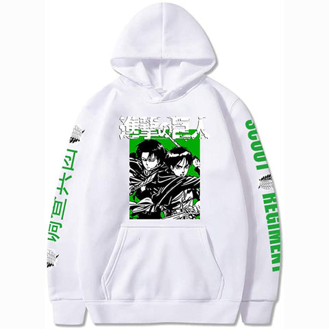 Image of Unisex Anime Attack on Titan Ackerman Levi Printed Cotton Cozy Hoodies Hooded Sweatshirts Pullovers Tops