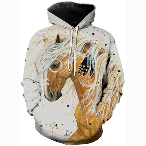 Image of Unicorn 3D Print Realistic Pullover Hoodie Hooded Sweatshirt