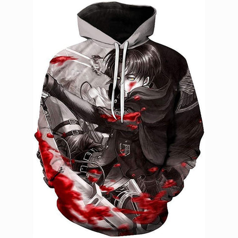 Image of Attack on Titan Hoodie 3D Print Manga Anime Pullover Hoodie Sweatshirt with Front Pocket