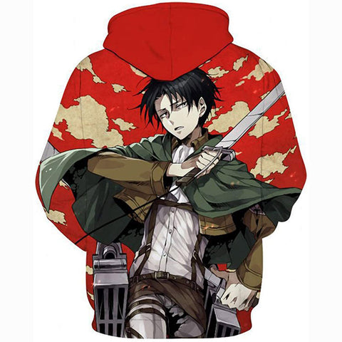 Image of Attack on Titan Hoodie 3D Print Manga Anime Pullover Hoodie Sweatshirt with Front Pocket