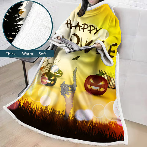 Image of 3D Digital Printed Blanket With Sleeves-Blanket Robe Halloween Party