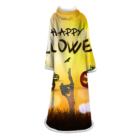 Image of 3D Digital Printed Blanket With Sleeves-Blanket Robe Halloween Party