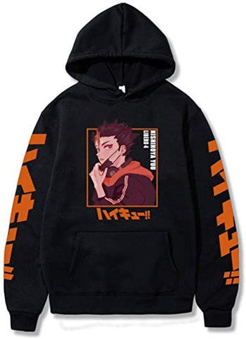 Image of Unisex Anime Haikyuu Hoodies Yu Nishinoya Harajuku Printed Hooded Sweatshirt