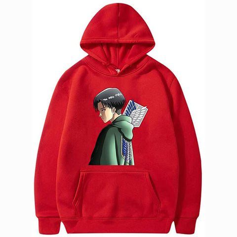 Image of Unisex Anime Attack on Titan Ackerman Levi Printed Cotton Cozy Hoodies Hooded Sweatshirts Pullovers Tops