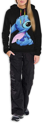 Image of Cartoon Loli & Stitch Hooded Sweatshirt Pullover Hoodies