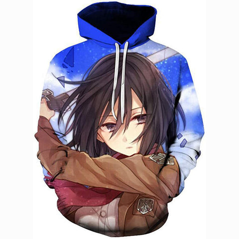 Image of Attack on Titan Hoodie 3D Print Manga Anime Pullover Hoodie Sweatshirt with Front Pocket