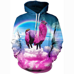 Unisex Alpaca 3D Print Realistic Pullover Hoodie Hooded Sweatshirt