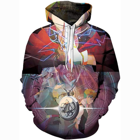 Image of Fullmetal Alchemist Hoodies 3D Printed Pullovers Casual Pouch Pocket Drawstring Hoodies