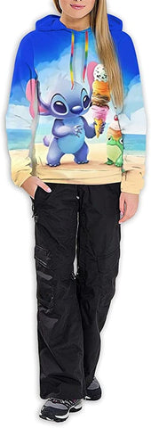 Image of Cartoon Cute lilo Stitch Hoodie Pullover Sweatshirt Anime Hoodies