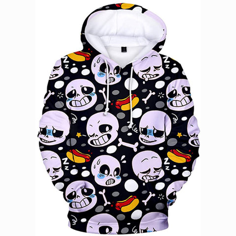 Image of Undertale Hoodie - Sans Skull 3D Print Pullover Drawstring Hoodie