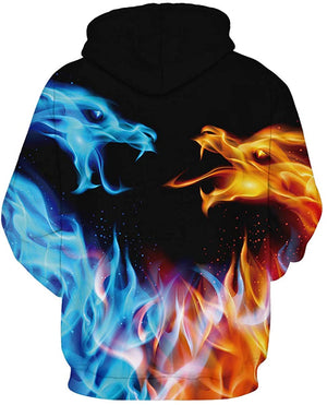 Unisex Men Women's 3d Print Long Sleeve Fire Dragon Sweatshirt Novelty Hip Hop Pullover Hoodie