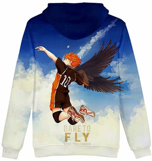 Anime Haikyuu Hoodie - Shoyo Hinata Dare to Fly Unisex Hooded Sweatshirt