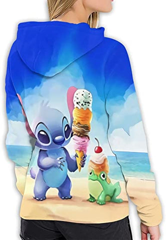 Image of Cartoon Cute lilo Stitch Hoodie Pullover Sweatshirt Anime Hoodies
