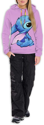 Image of Cartoon Loli & Stitch Hooded Sweatshirt Pullover Hoodies