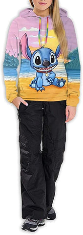 Image of Cute Cartoon lilo & Stitch Hoodie Pullover Sweatshirt Anime Hoodies