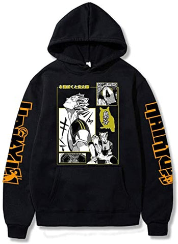 Image of Anime Haikyuu Hoodie - Unisex Hooded Sweatshirt Harajuku Streetwear Karasuno High School Pullover Hooded Tops Sportswear