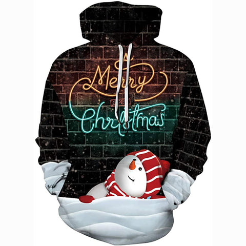 Image of Christmas Hoodies - Merry Christmas Cute Snowman 3D Print Pullover Hoodie